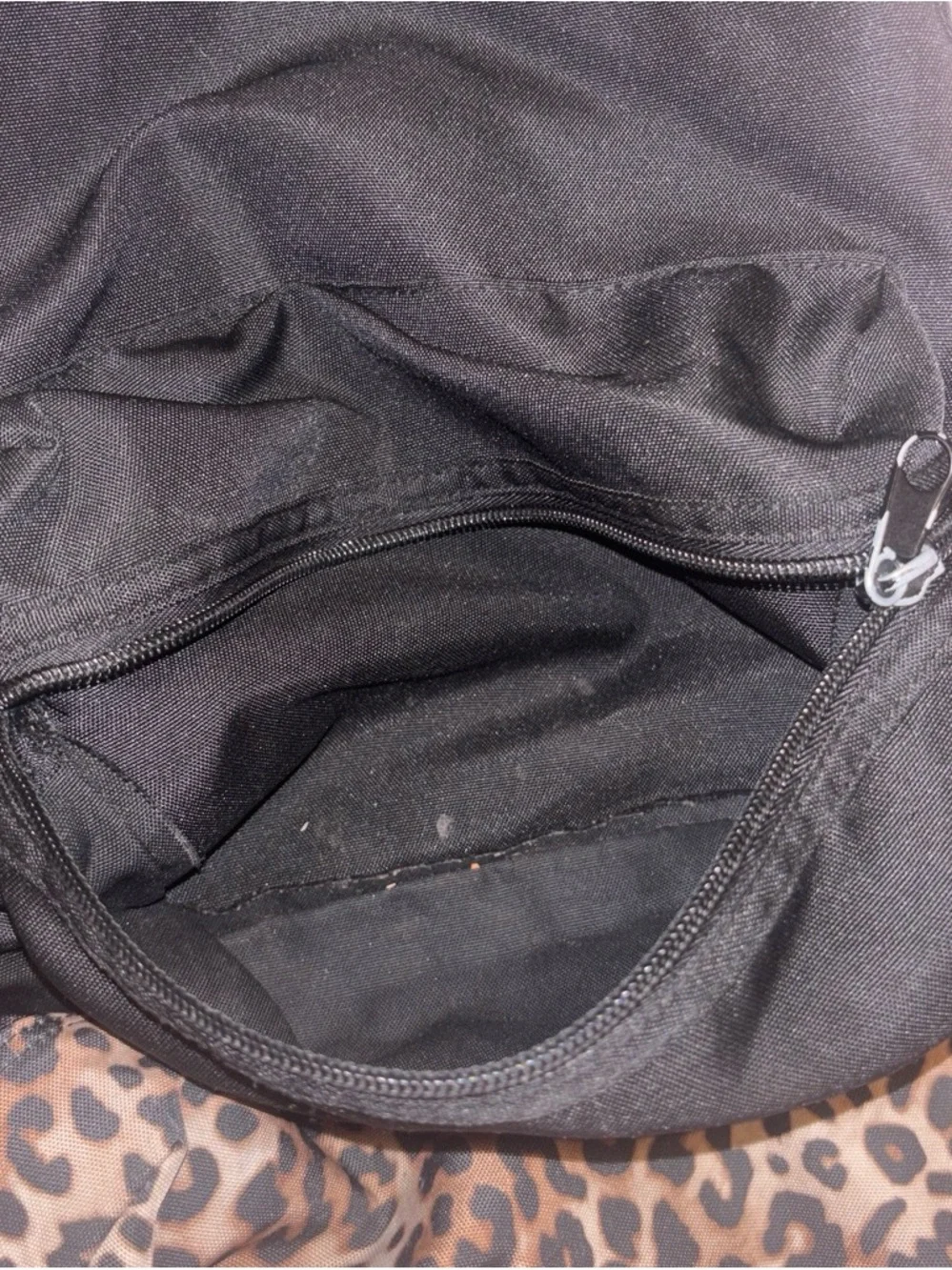 PINK Victoria's Secret Black Backpack with Leopard Print Base